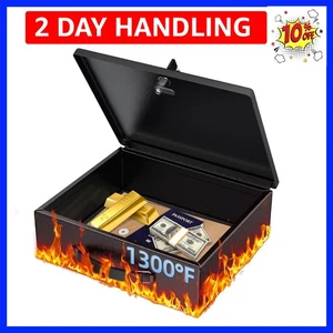 Neuer schwarzer feuerfester und wasserdichter Safe, Ordner und Aktenbox mit Schlüsselschloss - Bild 1 von 10