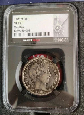 1906-O 50¢ Barber Half Dollar Graded NGC VF35 Vault Box Horizon 2025 Black Core  - Image 1 of 4