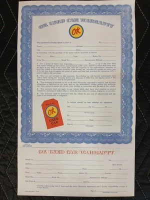 CHEVROLET OK AUTO USADO CHEVROLET OK AÑOS 40 AÑOS 50 CERTIFICADOS DE GARANTÍA DOCUMENTO ORIGINAL GM Foto 1 de 3