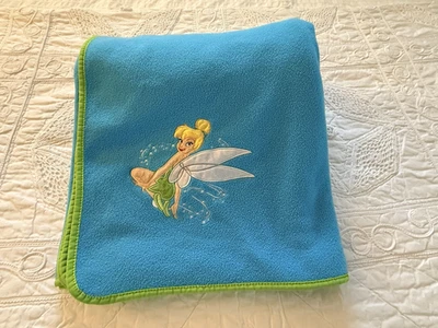 Manta Campanilla Azul Verde Borde Disney Alas de Vellón Hada 60"X50" Usada en Excelente Condición Foto 1 de 4