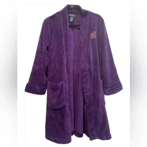 Bata para mujer Lauren Ralph Lauren suave y de felpa con cinturón de corbata púrpura mediana usada en excelente estado - Imagen 1 de 8