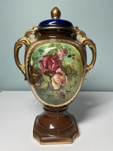 Jarrón antiguo Harley Jones Royal Vienna abrigo urna rosas Inglaterra años 1900 - Imagen 1 de 9