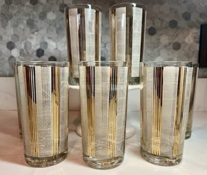 7 Vintage signierte Georges Briard Longdrinkgläser - 22K Gold & Weiß Mid Century - Bild 1 von 22