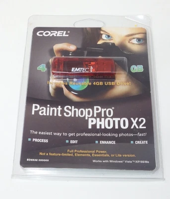 Corel Paint Shop Pro Photo X2 With 4gb Emtec USB Drive New Sealed Win Xp Vista - Image 1 of 3