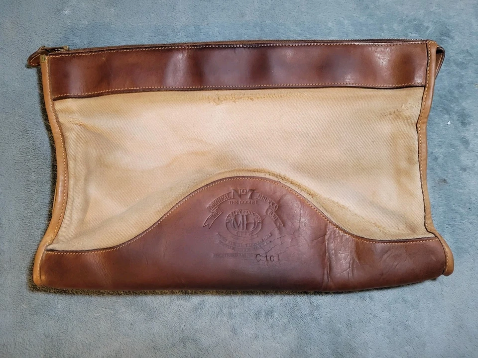 Ghurka No. 7 Карман кожи холст молнии мешок желтовато-коричневый подержанный - Изображение 1 из 4