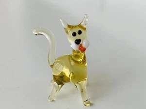 GATO AGACHADO ~ Figura de vidrio artístico soplado a mano coleccionable ~ Hecho a mano pequeño anima lindo - Imagen 1 de 2