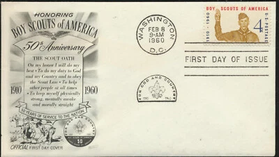 #1145 Boy Scouts of America 50 aniversario. Cachet Fleetwood FDC sin añadir. LOTE 1658 Foto 1 de 2