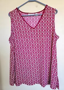 Susan Graver Tanktop Damen Größe Large fuchsia weiß dehnbar - Bild 1 von 3