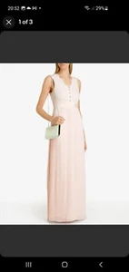 Ted Baker revisable Nude/Pale Pink Lace Pleated Long Dress Size 1 uk 8 - Picture 1 of 11