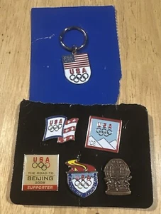 Lot Of 5 Olympic Shirt Pins 2006 & 2008 Plus Keychain - Picture 1 of 2