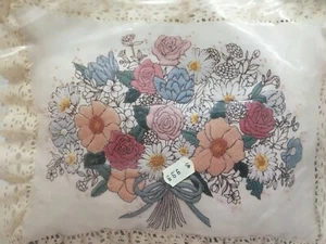 Vtg 1978 Brown Line Floral Columbia Minerva CM Crewel Linen Pillow Kit 7910 - Picture 1 of 9