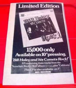 Bill Haley And His Comets Rock Vintage ORIG 1978 Press/Magazine ADVERT 9"x 6" - Picture 1 of 3