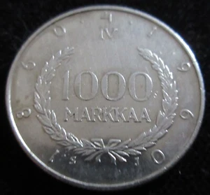 MDS FINNLAND FINLAND 1000 MARKKAA 1960 "100 Jahre MARKKAA - SNELLMAN", SILBER #C - Picture 1 of 2