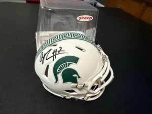 Mini casco de fútbol americano firmado por Aidan Chiles Michigan State Spartans 2024 MSU - Imagen 1 de 4