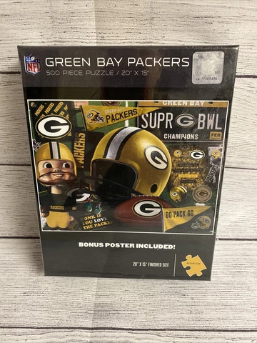 Green Bay Packers NFL 500-Pc. Puzzle Football Team  & Logo NEW! W/Poster! Cover