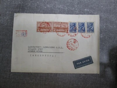 121 USSR Russia to Buenos Aires Argentina cover 1947 5 fivestamp registered 2.60 - Image 1 of 3