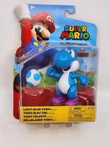 Jakks Pacific World of Nintendo Super Mario Light Blue Yoshi with Egg Figure - Picture 1 of 2