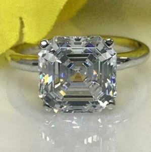 2 Ct Asscher Cut Lab Created Diamond Engagement Ring 14K White Gold Plated - Picture 1 of 4