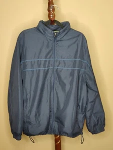 Tek Gear men's L lined jacket with hidden hood navy full zip long sleeve pockets - Picture 1 of 7