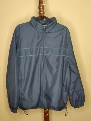 Tek Gear men's L lined jacket with hidden hood navy full zip long sleeve pockets - Image 1 of 4