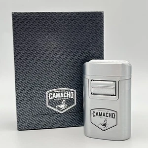 Lotus Brand Camacho Chrome Quad Torch Table Lighter Scorpion Logo Dad Gift - Picture 1 of 7