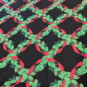 Fabric Traditions Christmas Cotton Fabric 3 Yards x 45 Inch Wide Green Wreath - Picture 1 of 15