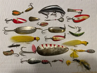 Vintage Lot of Fishing Lure Lures Spoons Skiny Wabler Atlantic GIBBS RUBLEX GLE - Bild 1 von 4