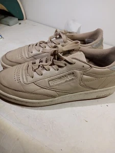Reebok Women's Club C Sneakers tan w glitter heel Size 8 - Picture 1 of 7
