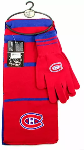 Montreal Canadiens Striped Scarf and Glove Set NHL Hockey Cover
