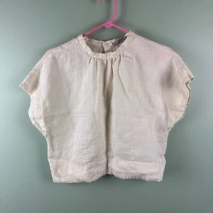 Top drappeggio Everlane 100% lino donna taglia 6 bianco crema boxy crop boho contadino - Foto 1 di 9