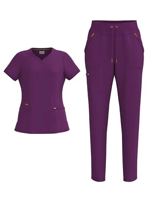 Pantalones Médicos Para Mujer 4 Vías ELASTIZADOS Sudor Cuello Corazón con Cremallera Carga Foto 1 de 4