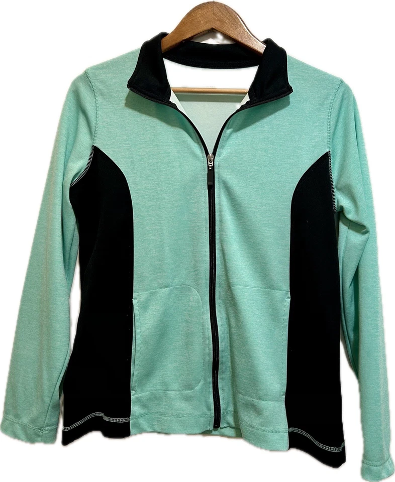 Kim Rogers Women’s Green/Teal & Black Full Zip Size Medium - Lightweight! - Image 1 of 4