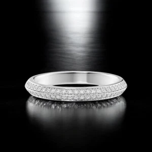 18K White Gold Round Cut Lab Created Diamond Engagement Band 0.40 Ct 3.0 MM - Picture 1 of 9