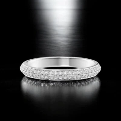 Engagement 18K White Gold Diamond Band Round Cut 3.0 MM Lab Created 0.40 Ct - Image 1 of 4