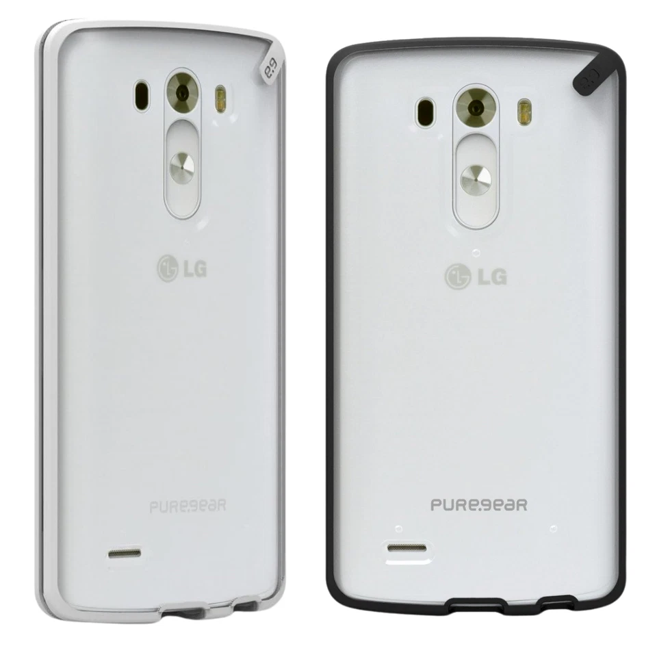 Lote de 2 fundas de impacto Puregear Slim Shell para LG G3 cubiertas transparentes delgadas negras blancas Foto 1 de 4