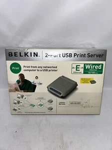 Belkin 2 Port USB Print Server Wired *NEW, SEALED* - Picture 1 of 5