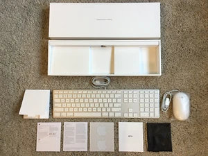 Apple Aluminum Wired USB Keyboard A1243 + Apple Mighty Mouse A1152 Set ***New*** - Picture 1 of 18