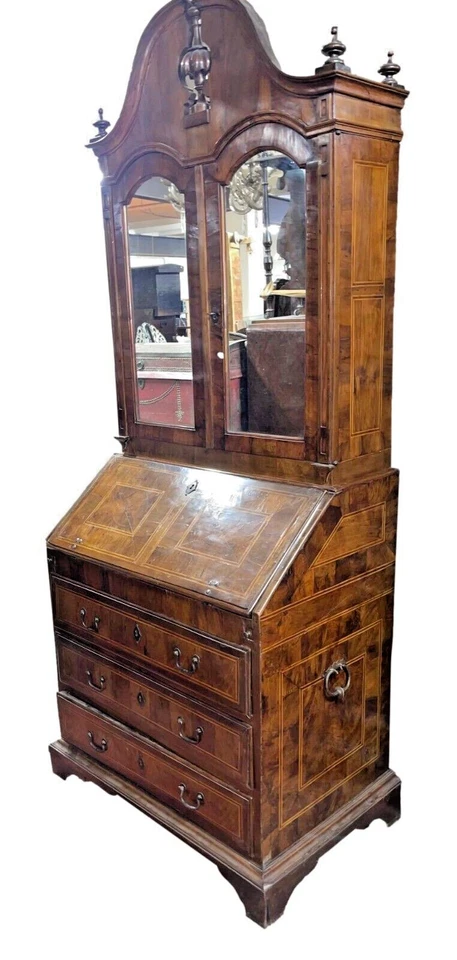 COMMODE BUREAU BIBLIOTHÈQUE CARLOS IV. NOYER AVEC FILET EN BUIS. ESPAGNE. XVIIIe - Photo 1/1