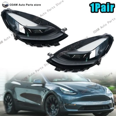 Pair For Tesla Model 3 Model Y 2021-2023 Headlight Assembly Front Headlamp - Image 1 of 4
