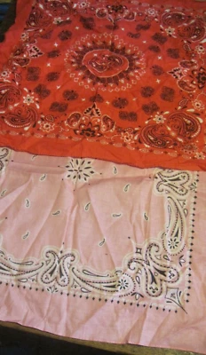 Bandana LOT OF 4 PINK RN13960/RED RN67227&MELON Made in China-100% Cotton - Image 1 of 2