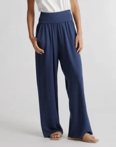Quince Women's Navy Blue French Terry Modal Wide Leg Pant sz L NWT Relaxed Leg - Picture 1 of 7