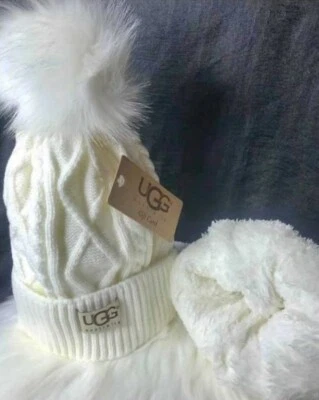 Gorro de inverno branco UGG Austrália novo com etiquetas - Imagem 1 de 2