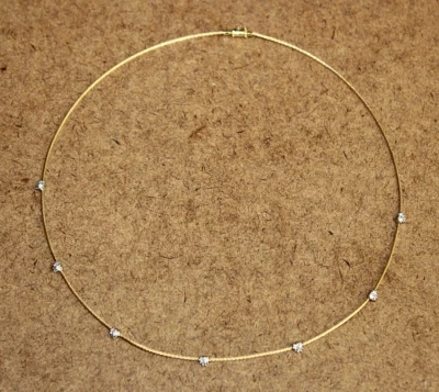 Paul Morelli 18k Gold/Platinum Unity Diamond Station Wire Necklace 16" [045WEI] - Image 1 of 4