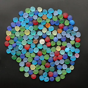 round sea beach glass 100 pcs lots dime size blue green red jewelry use - Picture 1 of 3