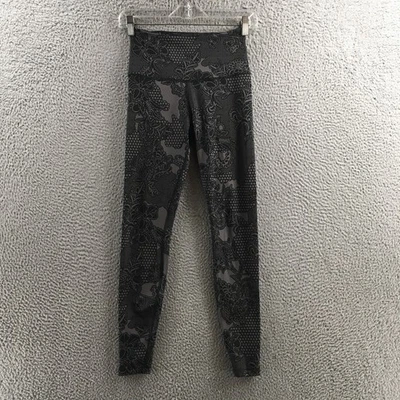 Nike Dri-Fit Cropped Leggings Womens XS Gray Black Floral Print Pull On Mid Rise - Image 1 of 4