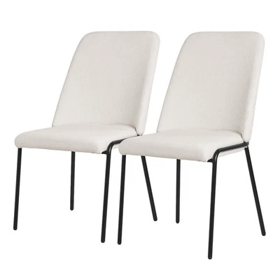 2x Sillas de comedor beige poliéster con patas de metal asiento con respaldo - Imagen 1 de 4