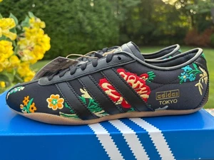 Sold Out! adidas Tokyo Floral Embroidered Black Shoes Sneakers Women's 9.5 New - Picture 1 of 7