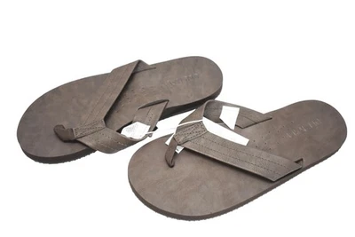 Old Navy Sandals Youth Size 6/7 Brown Flip Flops Faux Leather Thong Beach Shoes - Image 1 of 4