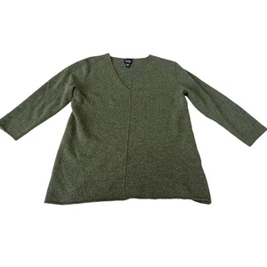 Suéter Eileen Fisher Verde Mezcla Lana Merino Talla Pequeña Cuello en V - Imagen 1 de 6