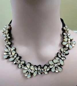 J Crew Yellow Crystal Statement Necklace in Black Ribbon - Picture 1 of 8